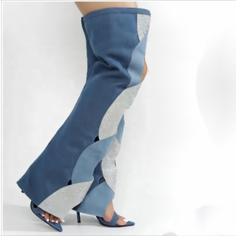New Open Toe Summer Sandals Over-knee-high Boots Shoes for Women Cowboy Long Western Boots