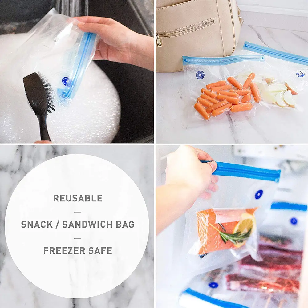 Vacuum Bags Pump BPA Free Sous Vide Bags With 2 Sealing Clips And Electric Pump Automatic Food Rechargeable Portable Vacuum Sealer