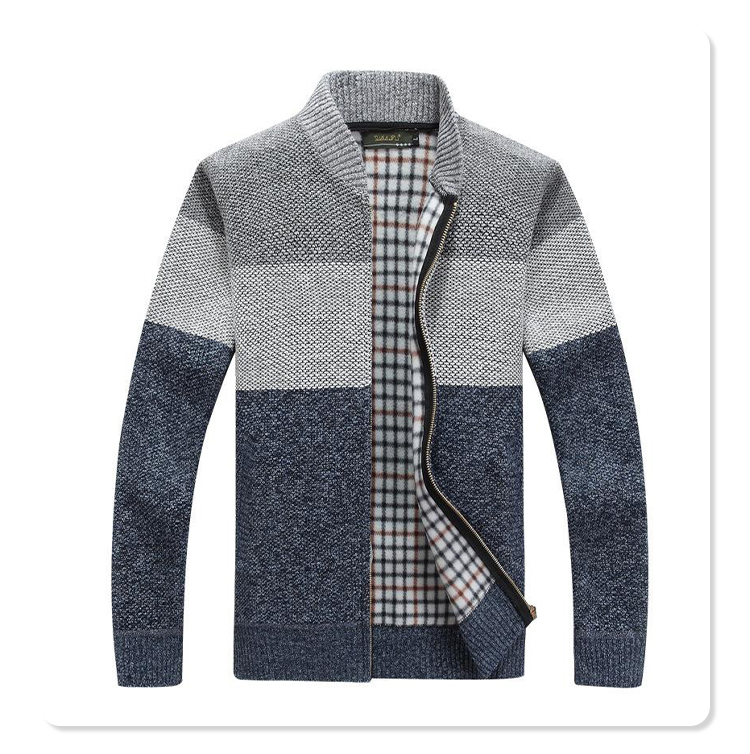 2021 New Fashion O Neck Long Sleeve Grey ColorJumper Block Zip Up Mens Cardigan Sweater For Men