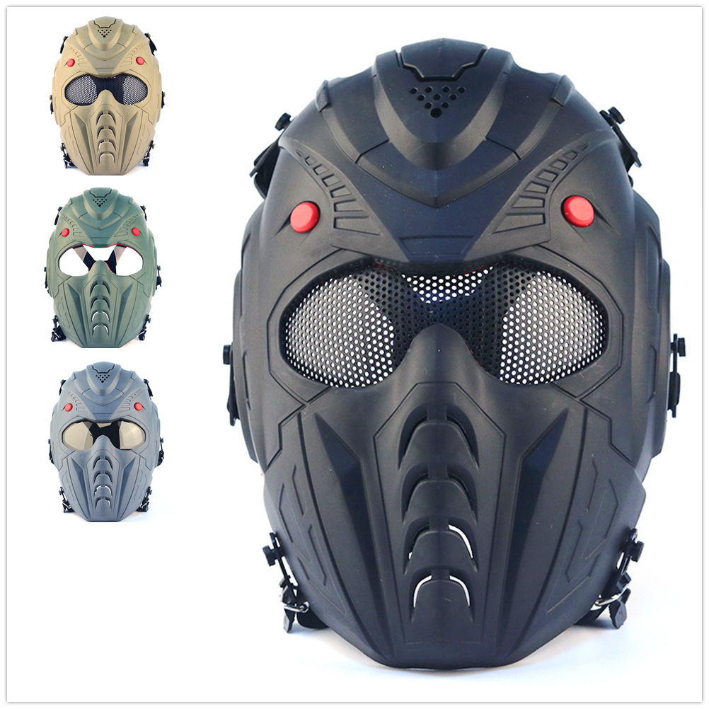 Tactical Paintball Airsoft Mask Metal Mesh or PC Lens Cosplay Shooting Hunting Goggles Military War Game Protective Face Shield