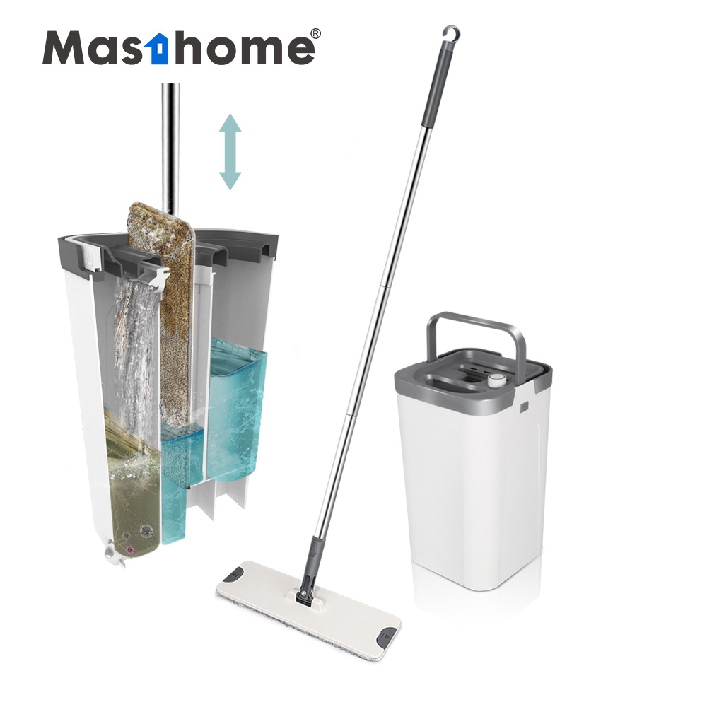 Masthome столб из нержавеющей стали съемная ручка, ручка Магия мыть Швабра воды резиновые плоские очистная швабра с ведром
