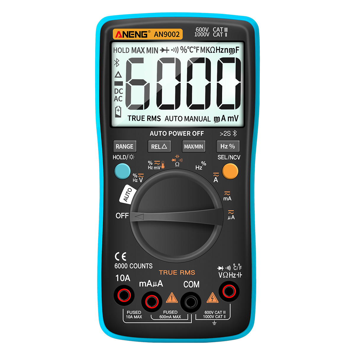 Цифровой мультиметр ANENG AN9002 PRO too thes, профессиональный мультиметр с диапазоном 6000 отсчетов, тестер напряжения переменного/постоянного тока с автоматическим выбором диапазона