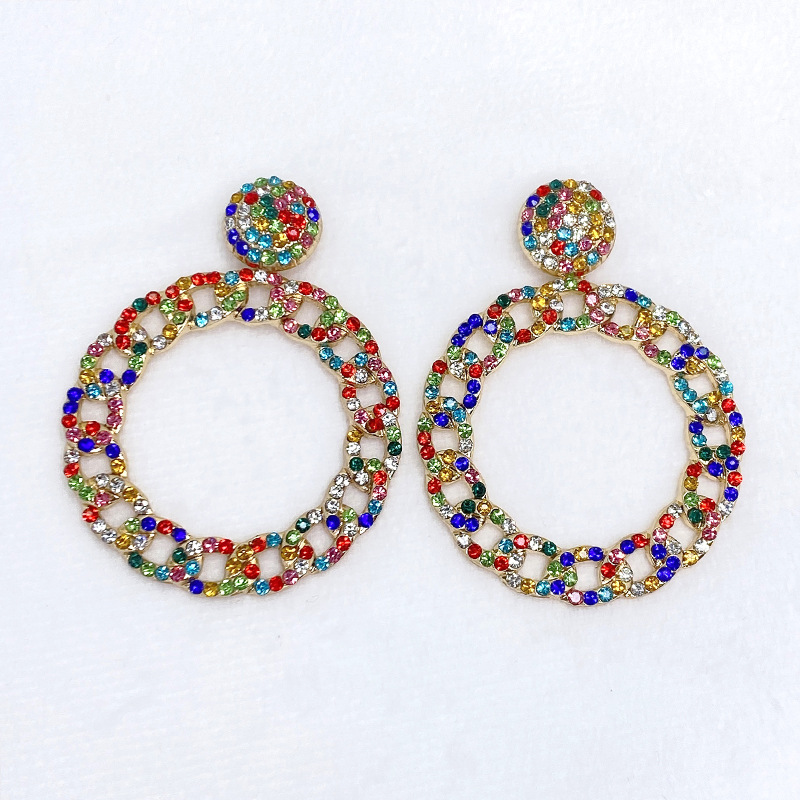 Factory Wholesale Womens Fashion Gold Plated Colorful Crystal Stud Earrings Jewelry E0725