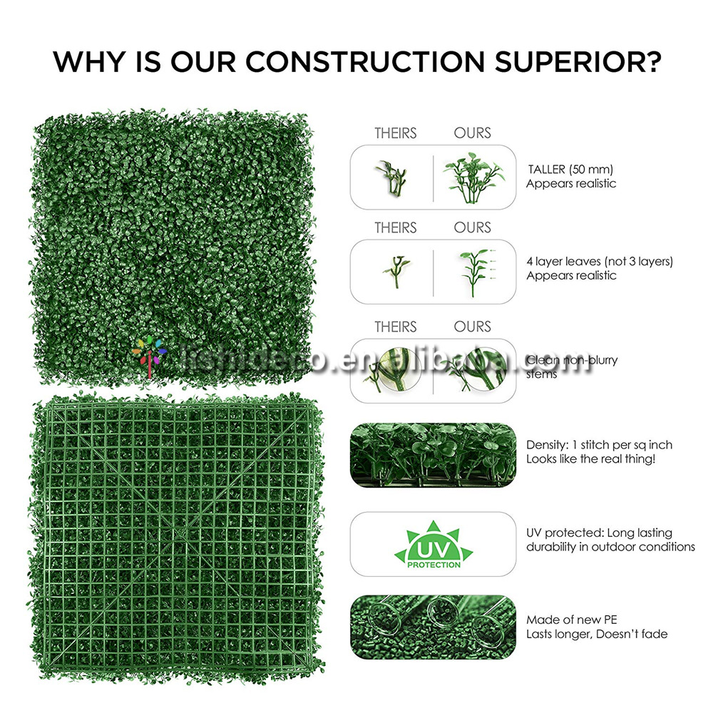 artificial plastic boxwood hedge mat moss grass indoor plant vertical panels leaves green wall system for decoration plant
