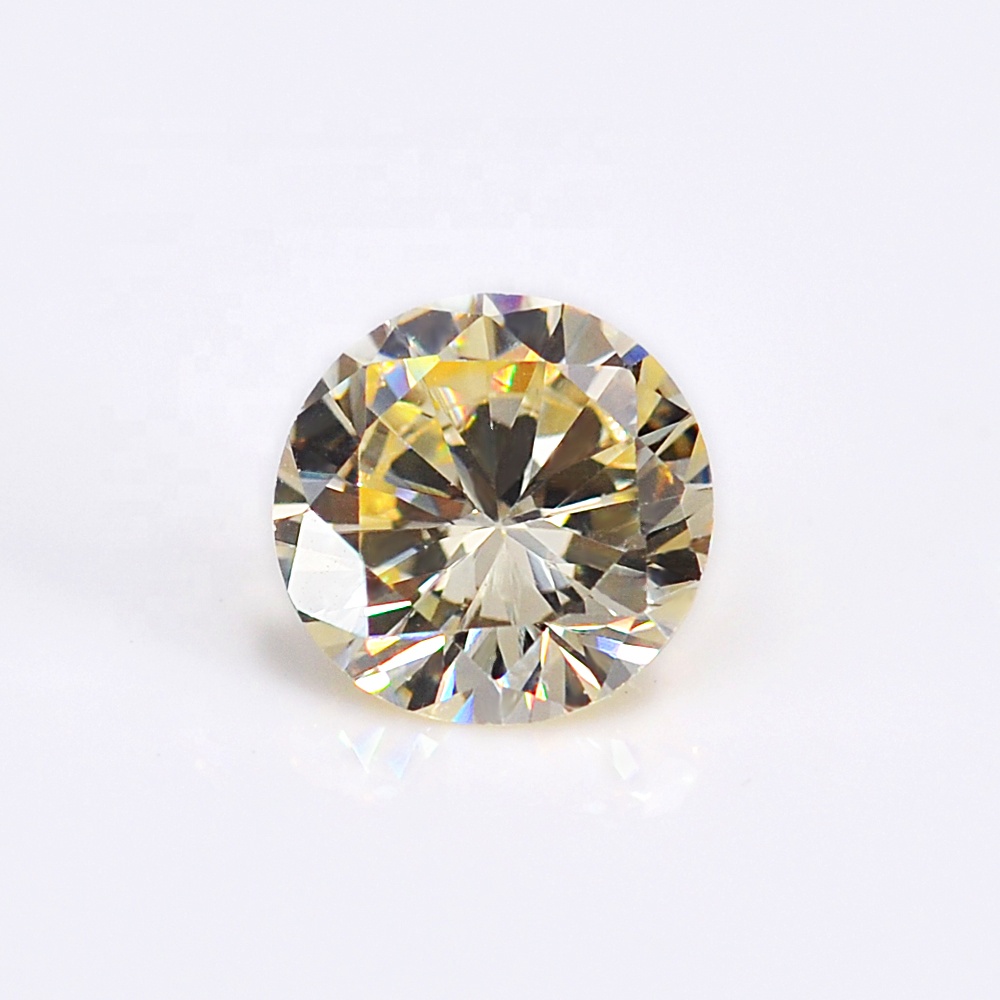 Baifu Jewelry hot sale 8mm round light yellow cubic zirconia for ring necklace pendant