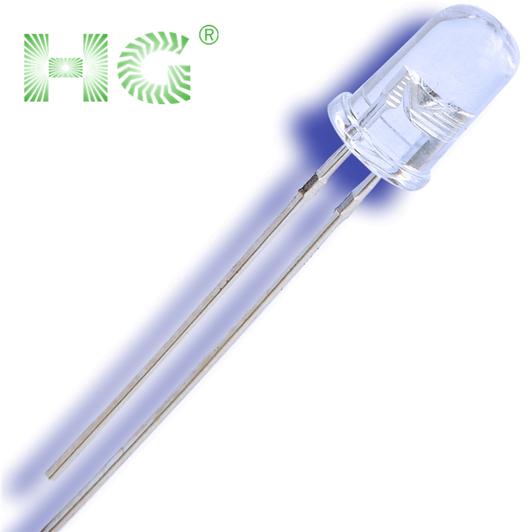 5mm green light led diode round shape transparent lens long pins 25 degree for advertising lighting board led diode