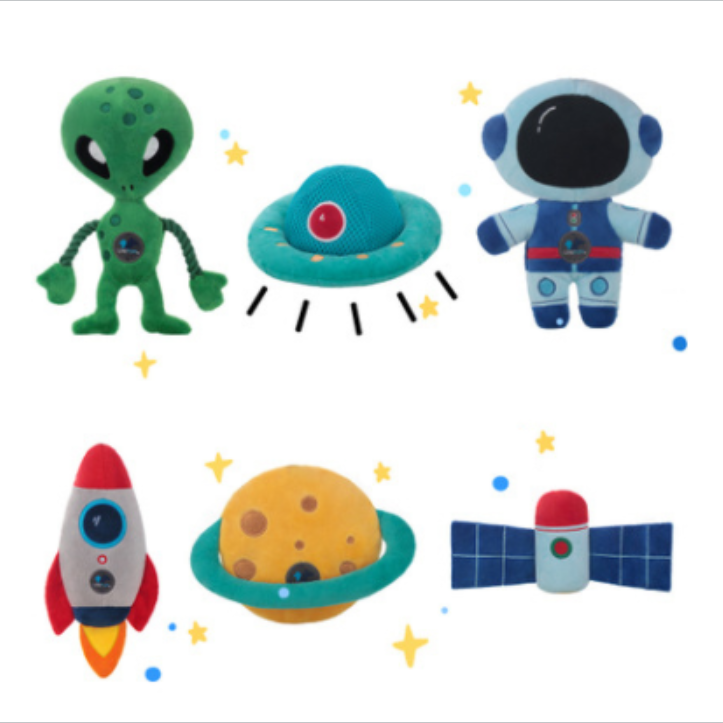 Щенок Звездная мечта жевательные игрушки животное астронавт Ракета Форма скрипучий собака игрушка