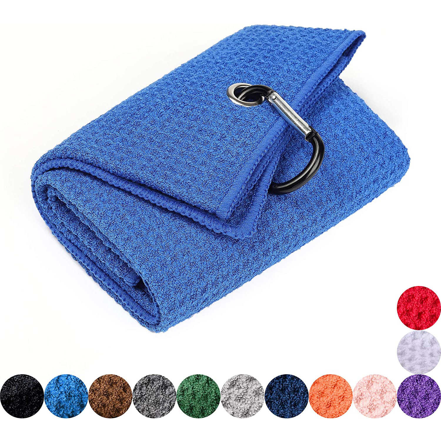 Microfiber waffle weave golf towel custom logo printed with hook