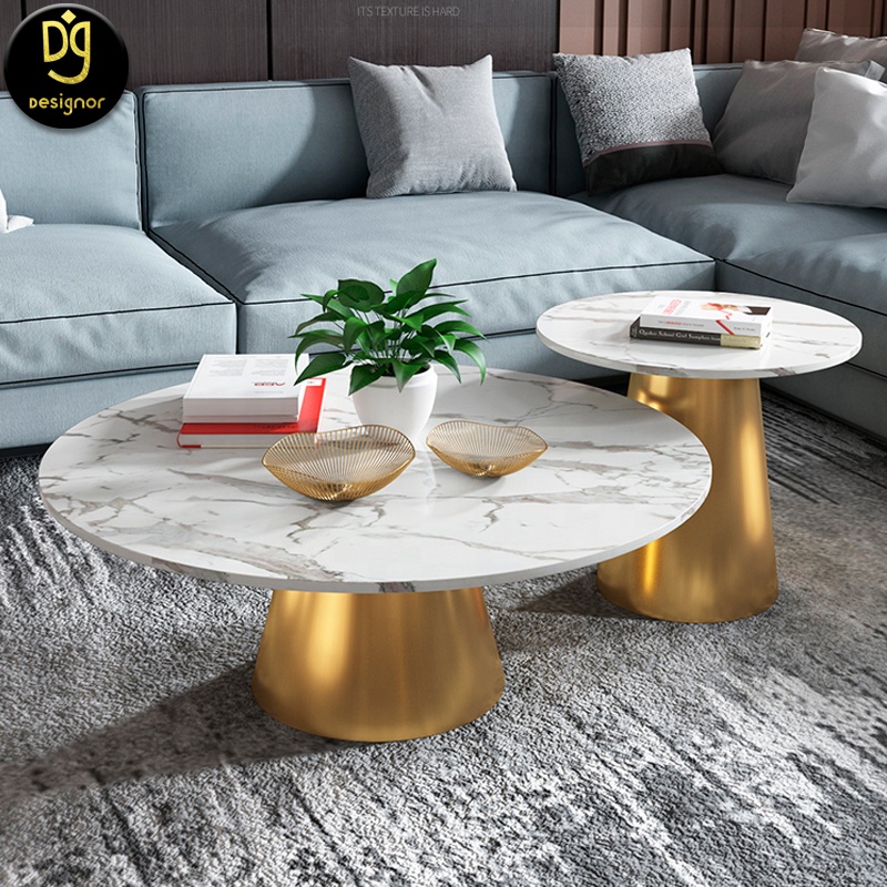 DG Modern art living furniture cheap stainless steel gold black marble coffee table sets