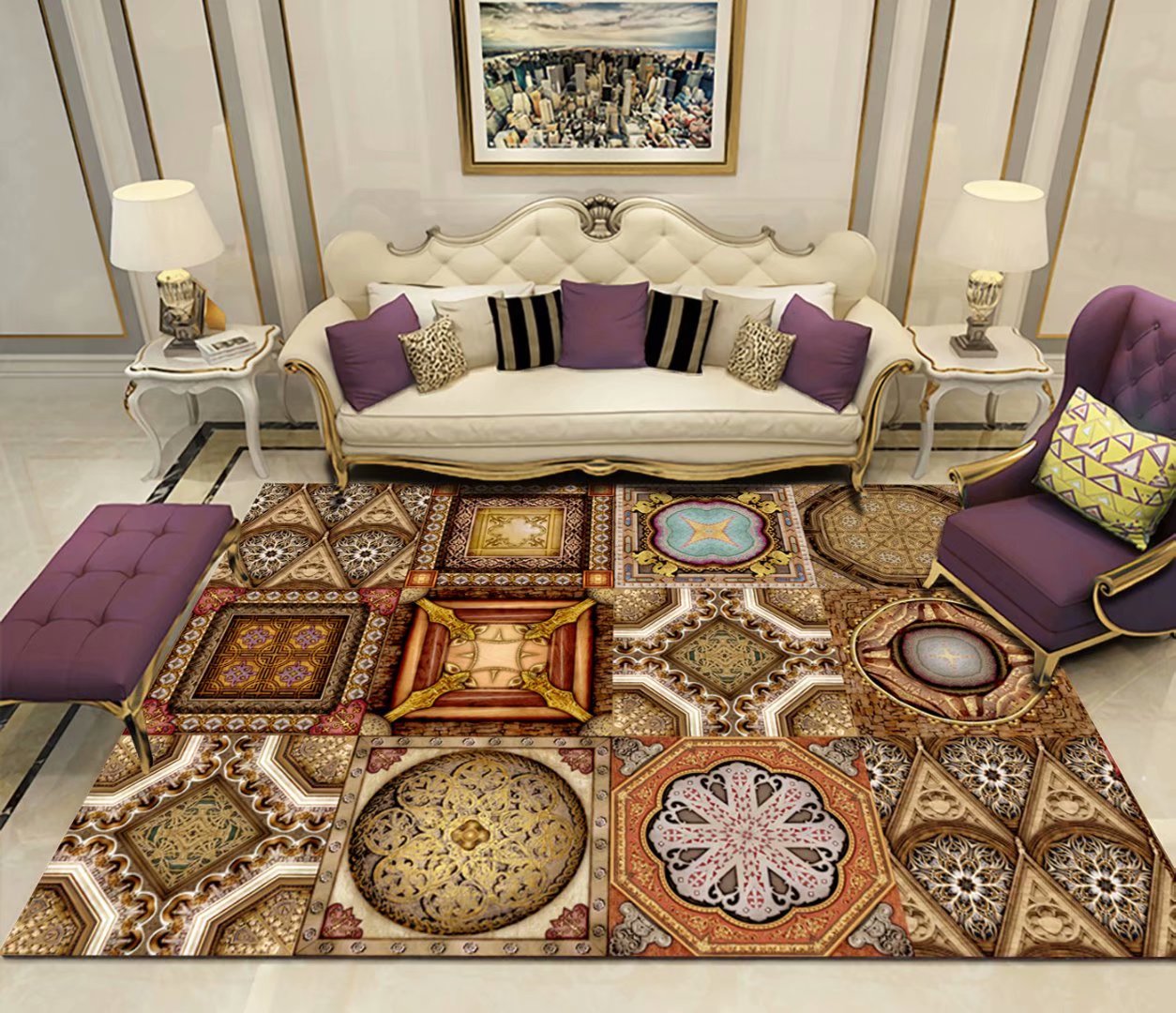 floral print carpet Comfortable 3d printed carpet for livingroom rug
