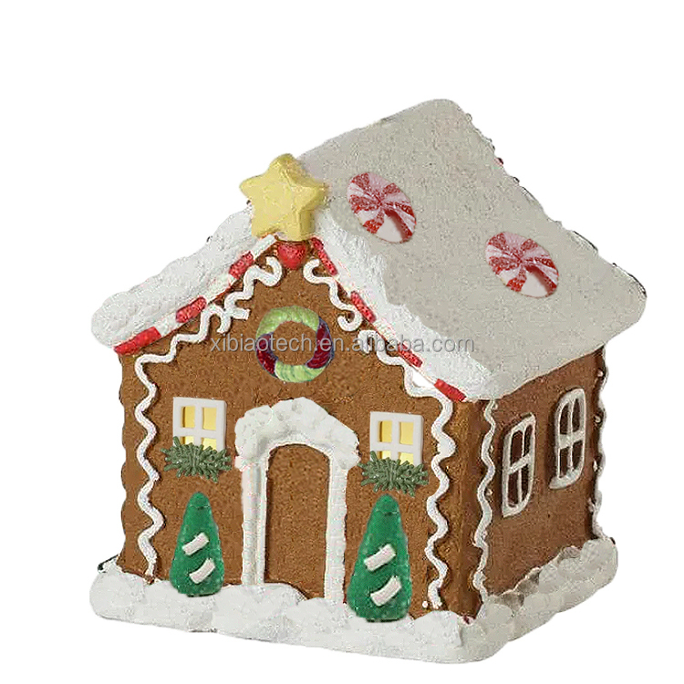 Popular Christmas decorated gingerbread hut charged luminous resin handicrafts