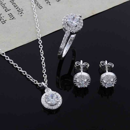 Комплект из колье и серёг, из серебра 925 пробы