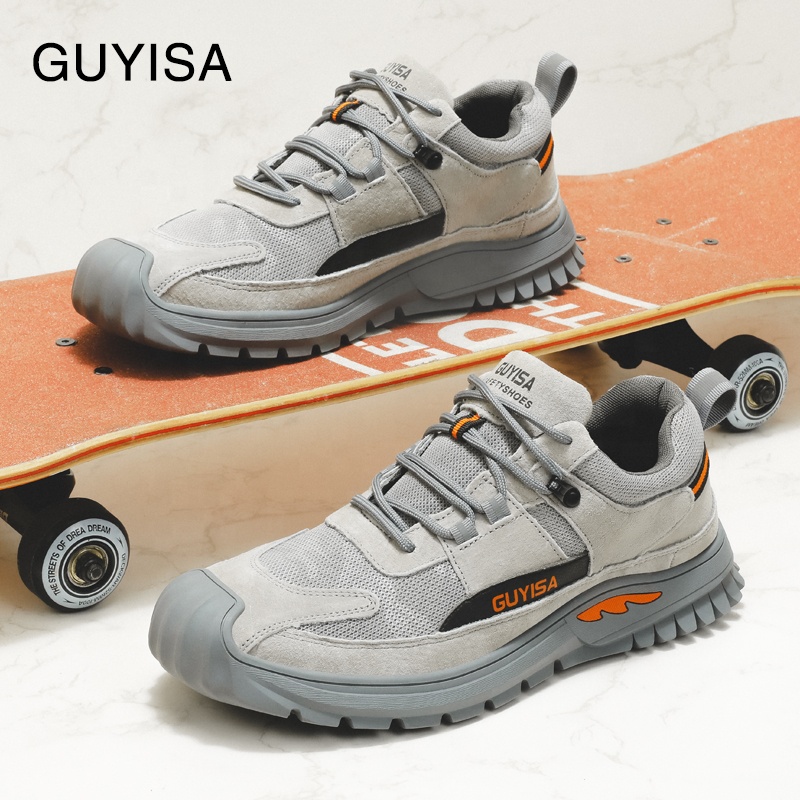 Новая модная Прямая продажа с завода, дышащая сетчатая рабочая обувь GUYISA, уличные спортивные мужские защитные ботинки со стальным носком