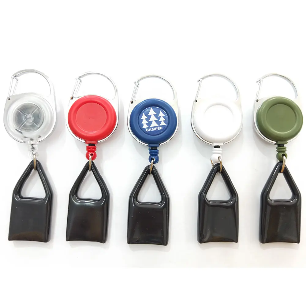 Heavy Duty Plastic ABS Lighter Retractable Badge ID Card Holder Retractable Carabiner Badge Reels with Leash