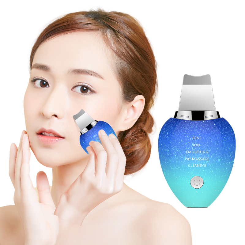 Mini beauty care deep face cleaning ultrasonic facial heating skin scrubber