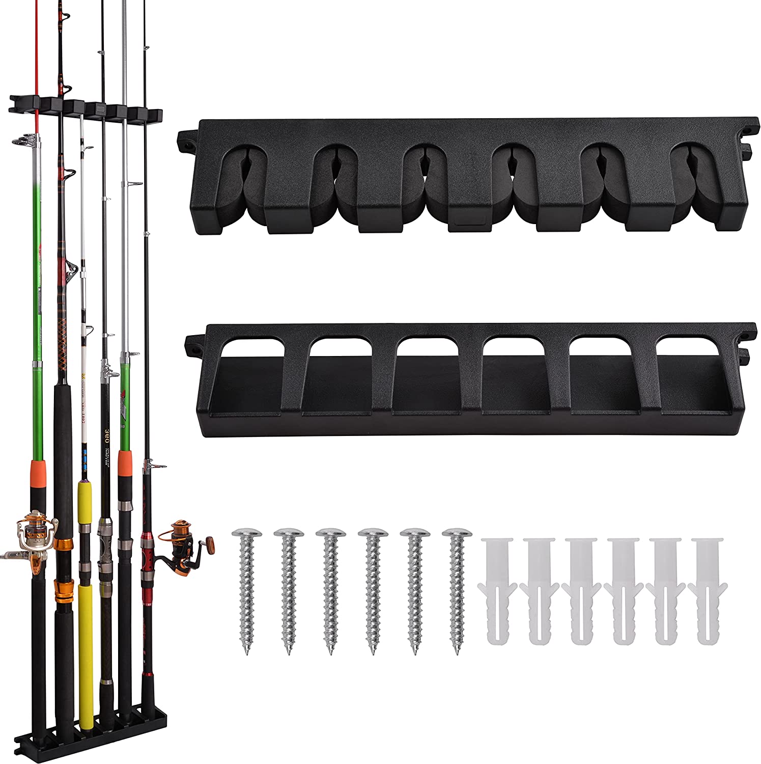 2021 Yiwu Factory Vertical 6-Rod Rack Rod Holders Wall Mount Modular for Garage Fishing Pole Holder