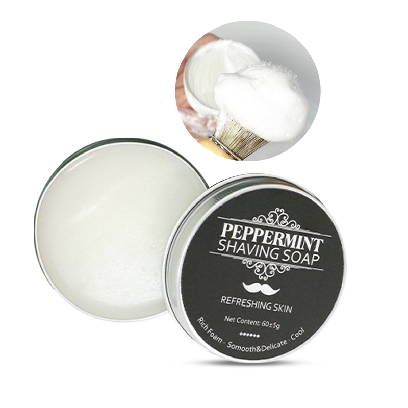 wholesale private label hand made dense lather shea butter peppermint beards mustache shaving soap for men
