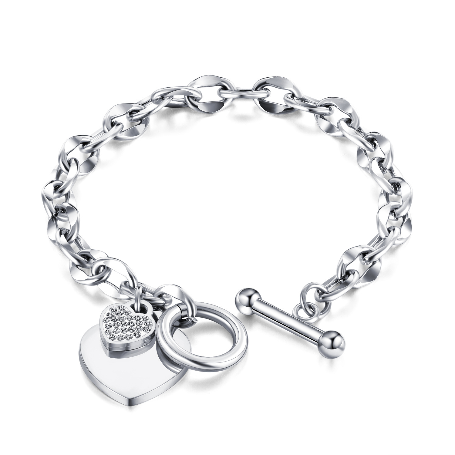 Wholesale Custom New Women Love Romance Cuban Link Bracelet Couple Jewelry Gold Plated Bracelet Girl Charm Bracelet