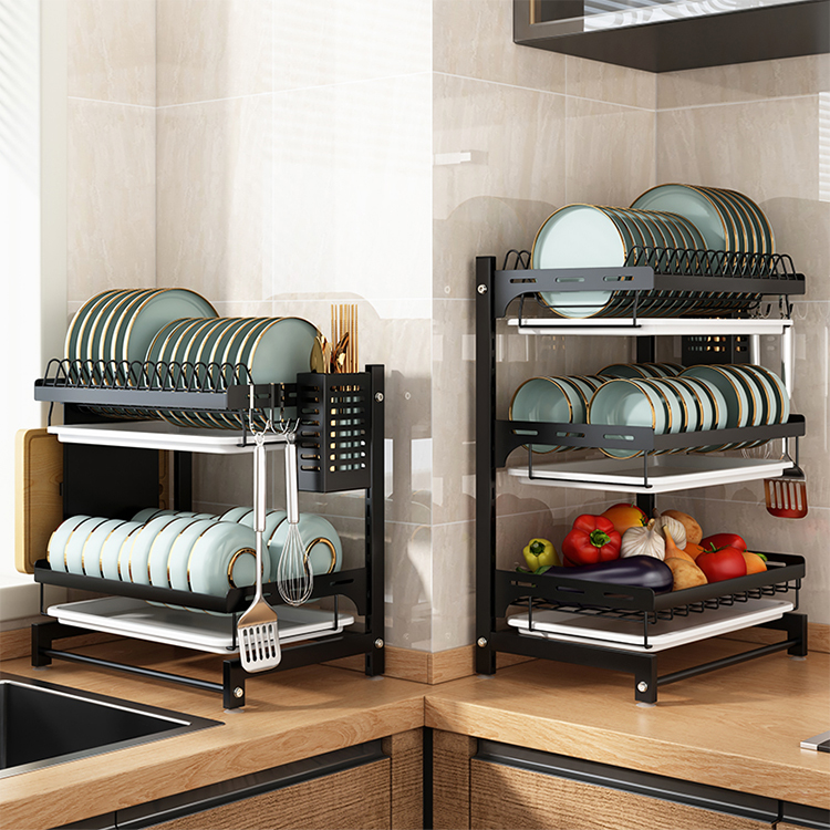 wall mounted 2 tier kitchen stainless dish rack over the sink
