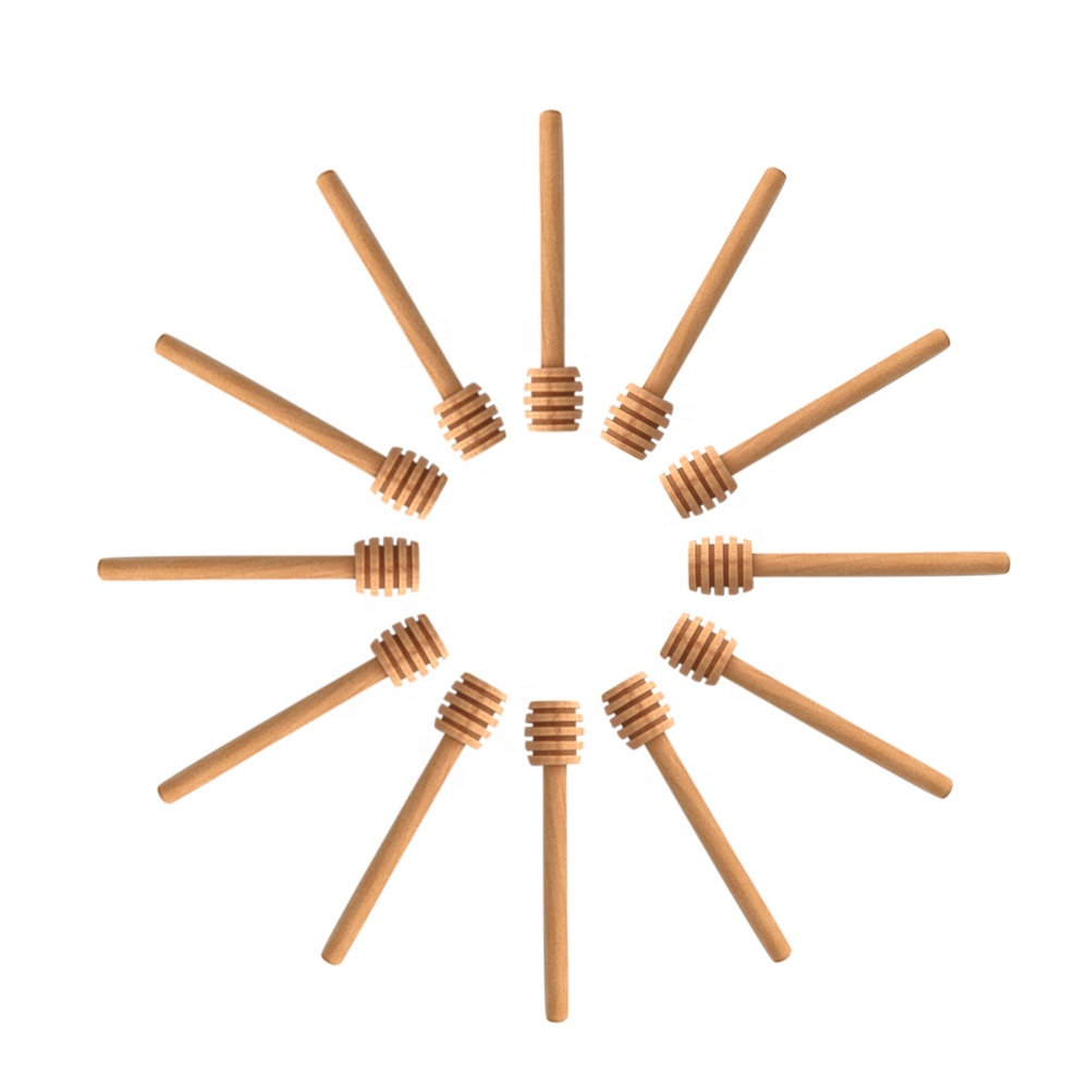 3" Inch Personalized Honey Dippers bamboo Comb Custom Logo Mini Bees Spoon Syrup Honey Jar With Dipper