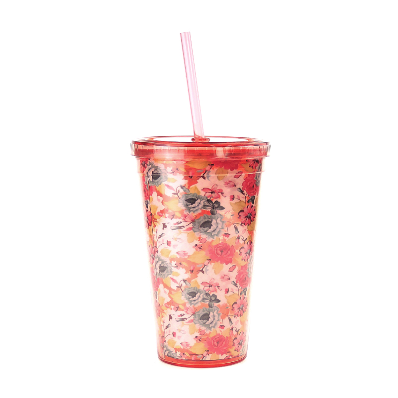 New product double wall 24oz transparent custom insulate color plastic cup reusable travel coffee mug with lid and straw