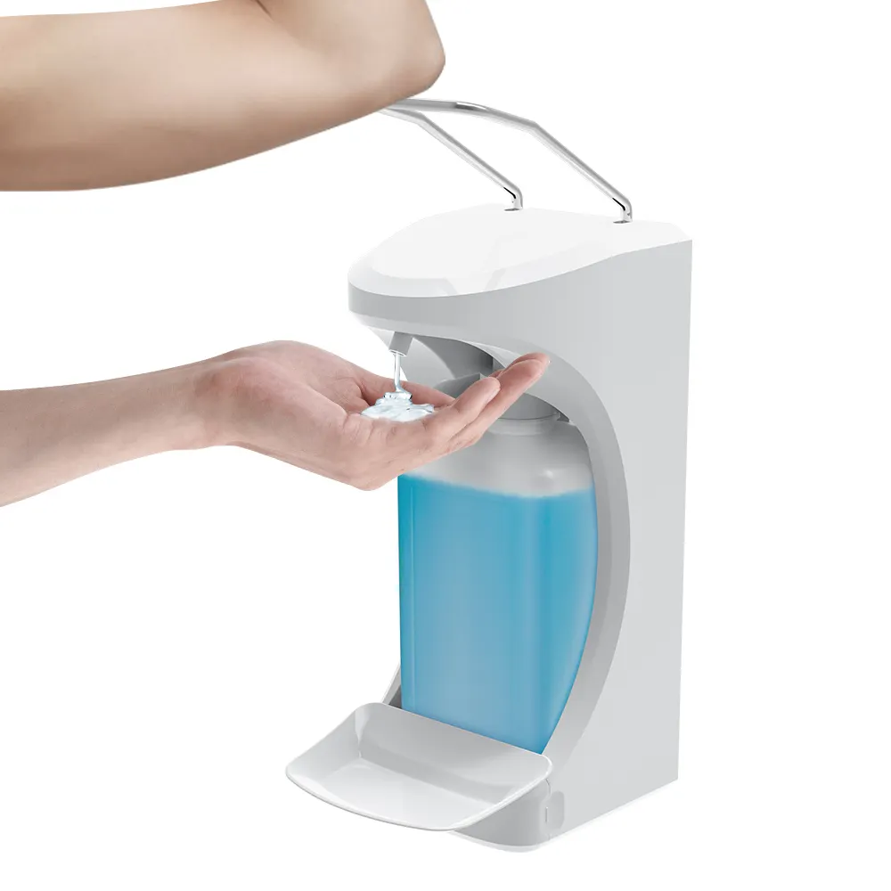 1 Liter Plastic Wall Mounted Elbow Sanitizer Disinfectant Soap Dispenser With Bottle