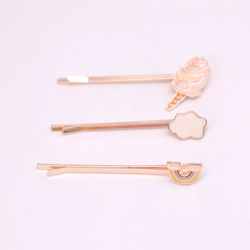 2021 fashion rose gold cloud rainbow ice cream 3 pieces/set hairpin handmade hair clip