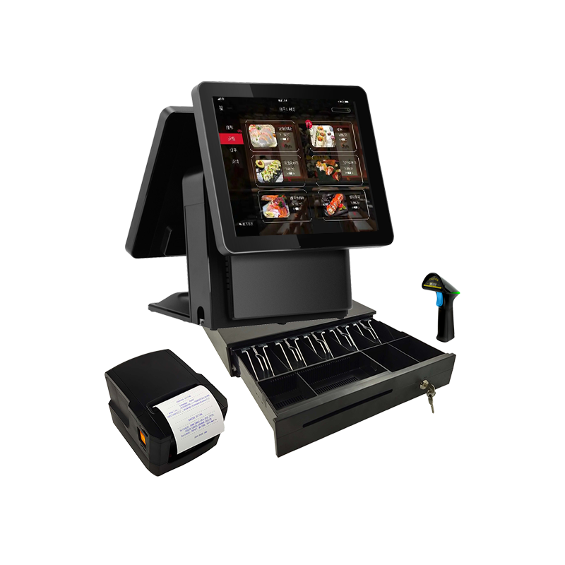 register cash device sale pos twin pos touch monitor financial payment equipment for Grocery Store