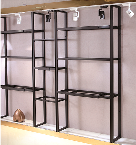 Metal Matte Black Store Shelves Shop Fitting Clothes Stand Store Display Garment Clothing Rack