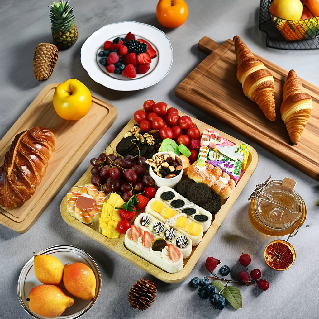 2024 Eco-Friendly modern Custom Bamboo Cheese Blocks Wooden Cutting Chopping Serving Board Set for Home Use Charcuterie Plate
