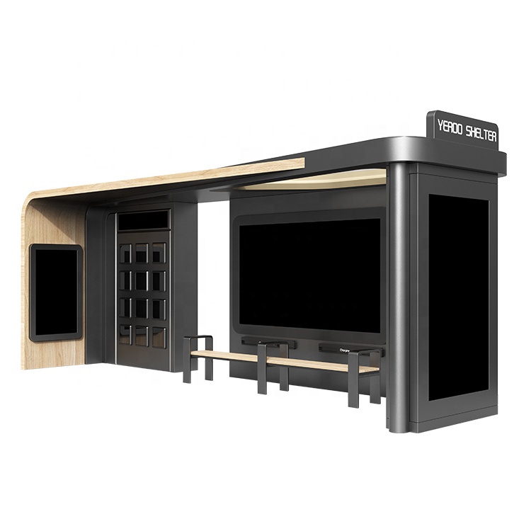 Modern Vending Kiosk Smart Bus Shelter Station With LED Screen Digital Advertising