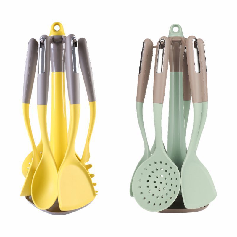 7 Pieces Kitchen Utensils Set Silicone Wok Spatula Soup Spoon Skimmer Non Stick Hotel and Home Kitchen Utensils