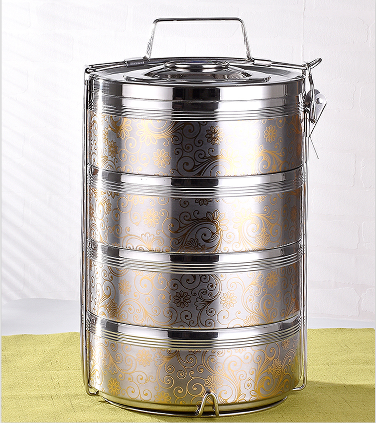 Stainless steel multi-layer insulated lunchbox high-capacity large separated type send boxes portable heat insulation barrels po