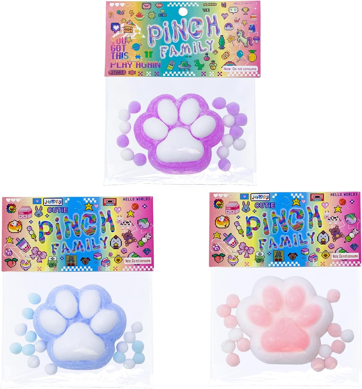 TPR Unisex Sensory Fidget Toy Stress Relief Funny Squishy Toys Kitten Paw Vent Toy for Pinching Squeezing Anti Stress Function