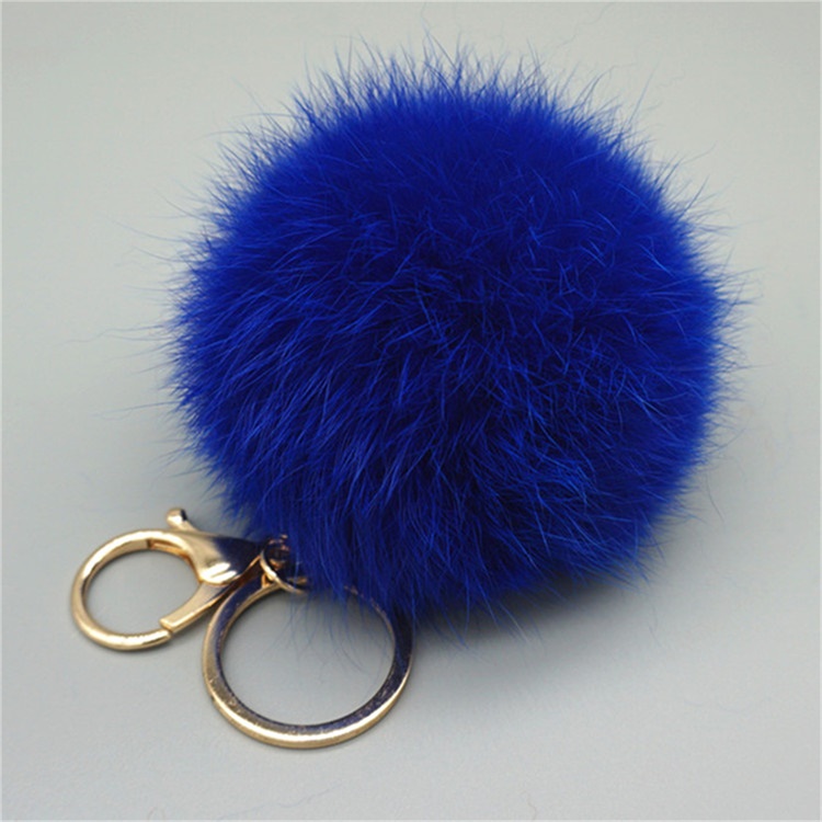 Wholesale genuine rabbit fur pom poms ball keychain ball for women bag