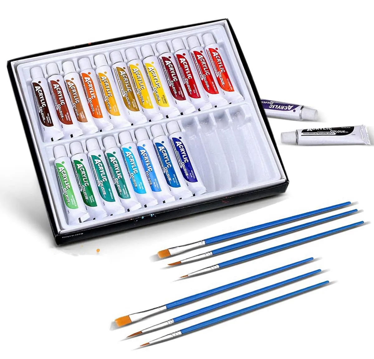 art supply 24 colors 12ml non toxic set for watercolor gouache acrylic painting with brush