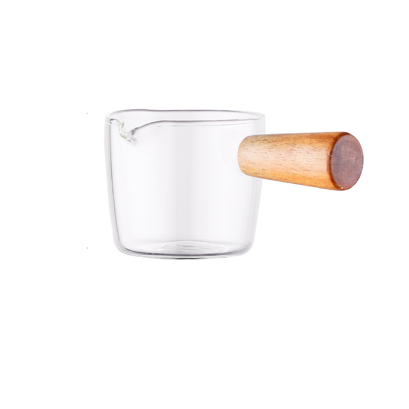 Wood handle saucer glass sauce vinegar dish dip snack dish cutlery coffee mini milk cup