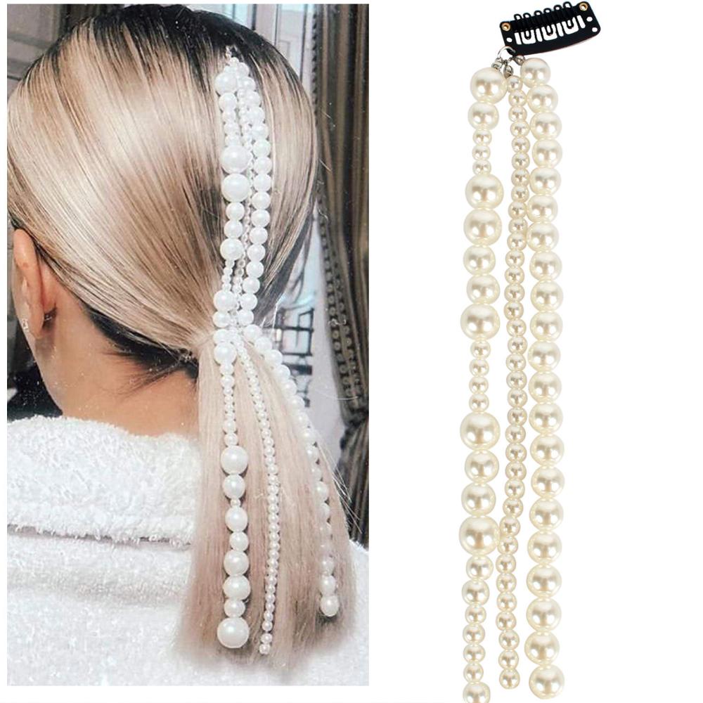 Pearl tassel hair clip beaded hair accessories