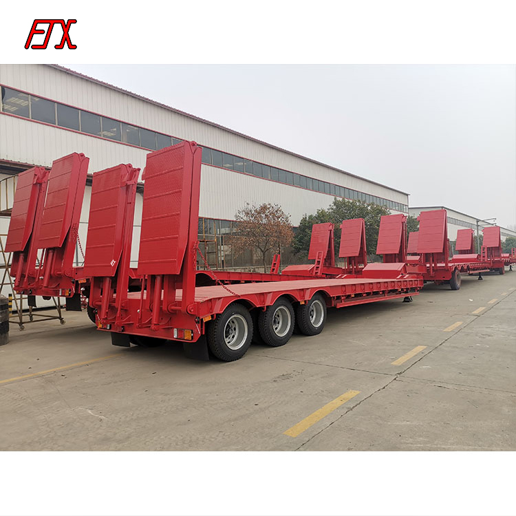 Продажа с завода, трехосная гидравлическая рампа Lowboy 60T 80T, низкорамный полупогрузчик, Низкорамный грузовик, трейлер