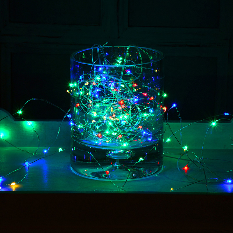 Party light LED copper wire flashing curtain string light with 8 functions remote control and music control