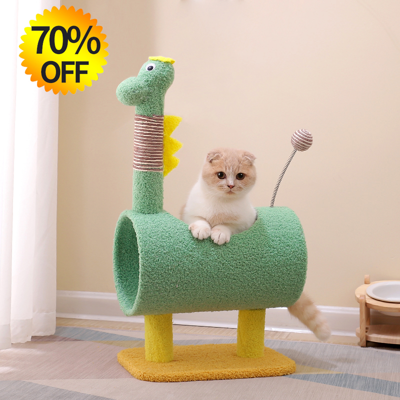 cute sisal unique activity small dinosaur cat tree house tower scratcher