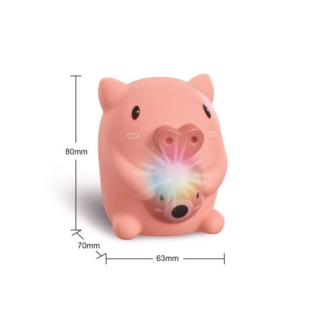 Soft gum LED include battery cute pig toy baby lovely pig 2021 sensory light up toys with flashing light