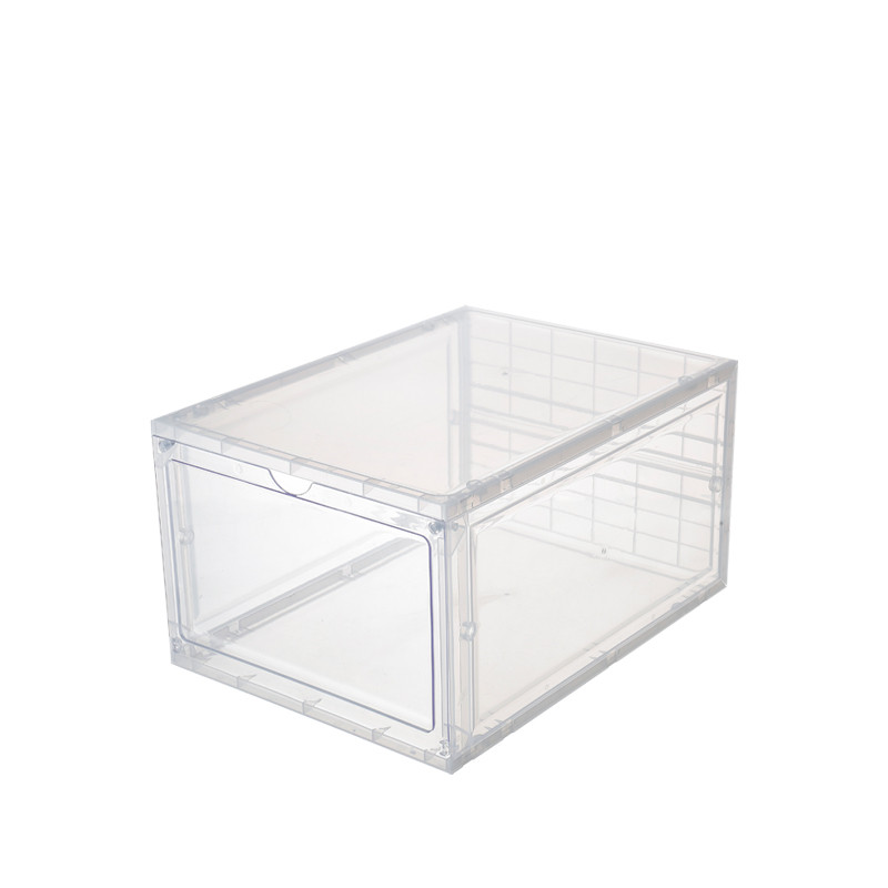 Clear Plastic Stackable Front Open Portable Steady Magnetic Drawer Type Shoe Storage Box