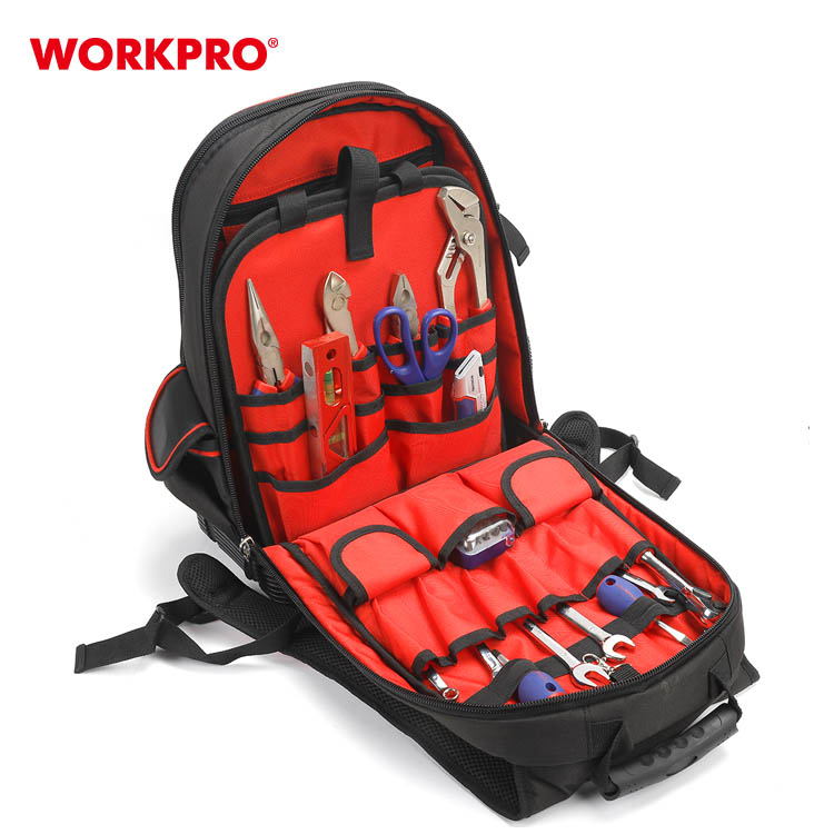 WORKPRO Heavy Duty 60 Pocket Jobsite Tool Bag Padded Laptop Sleeve Tool Organizer Tool Backpack Bag