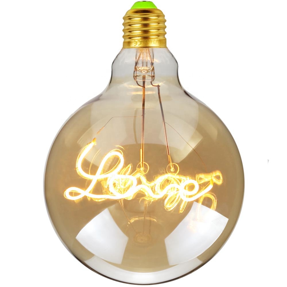 Free Shipping LED Edison Light Bulb Filament G125 Love Retro Incandescent Vintage Glass Bulb Lamp For New Year Party Home Decor
