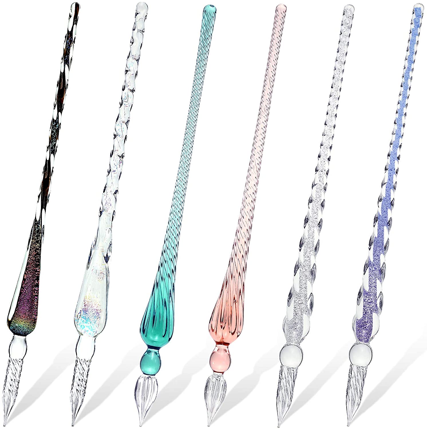 EACAJESS Quality Handwork Classic Deluxe Glass Dip Pens Screw Thread Crystal Calligraphy Ink Pen With Box Strong Safe Package