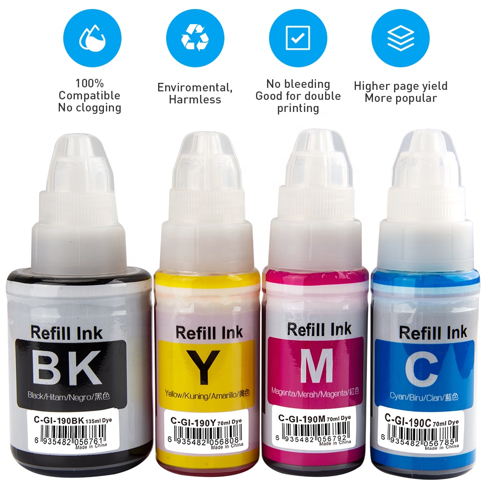INK-POWER GI-190 GI190 GI 190 Premium Compatible Bottle Water Based Refill Tintas Ink For Canon PIXMA G2100 G2110 G3110 Printer