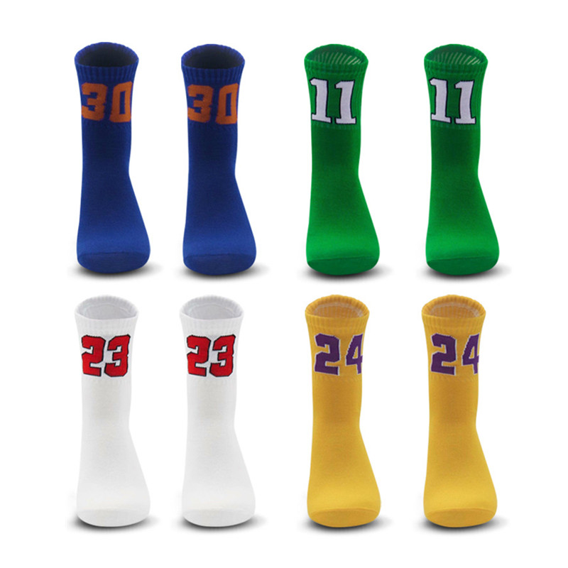 Socksmate chlidren number basketball sports socks cool 100% cotton kids custom socks knit terry gym athletic tube socks
