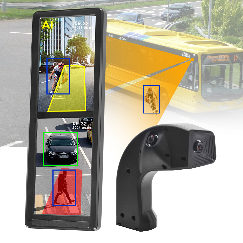PJAUTO HD 15.8 Inch Pedestrian Vehicle AI blind Spot Detection WDR Electronic Side View Mirror Truck Bus Camera Monitor System