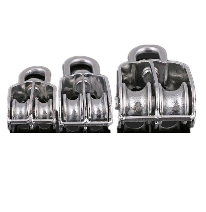 stainless steel double roll wheel lifting wire rope fixed standing block pulley